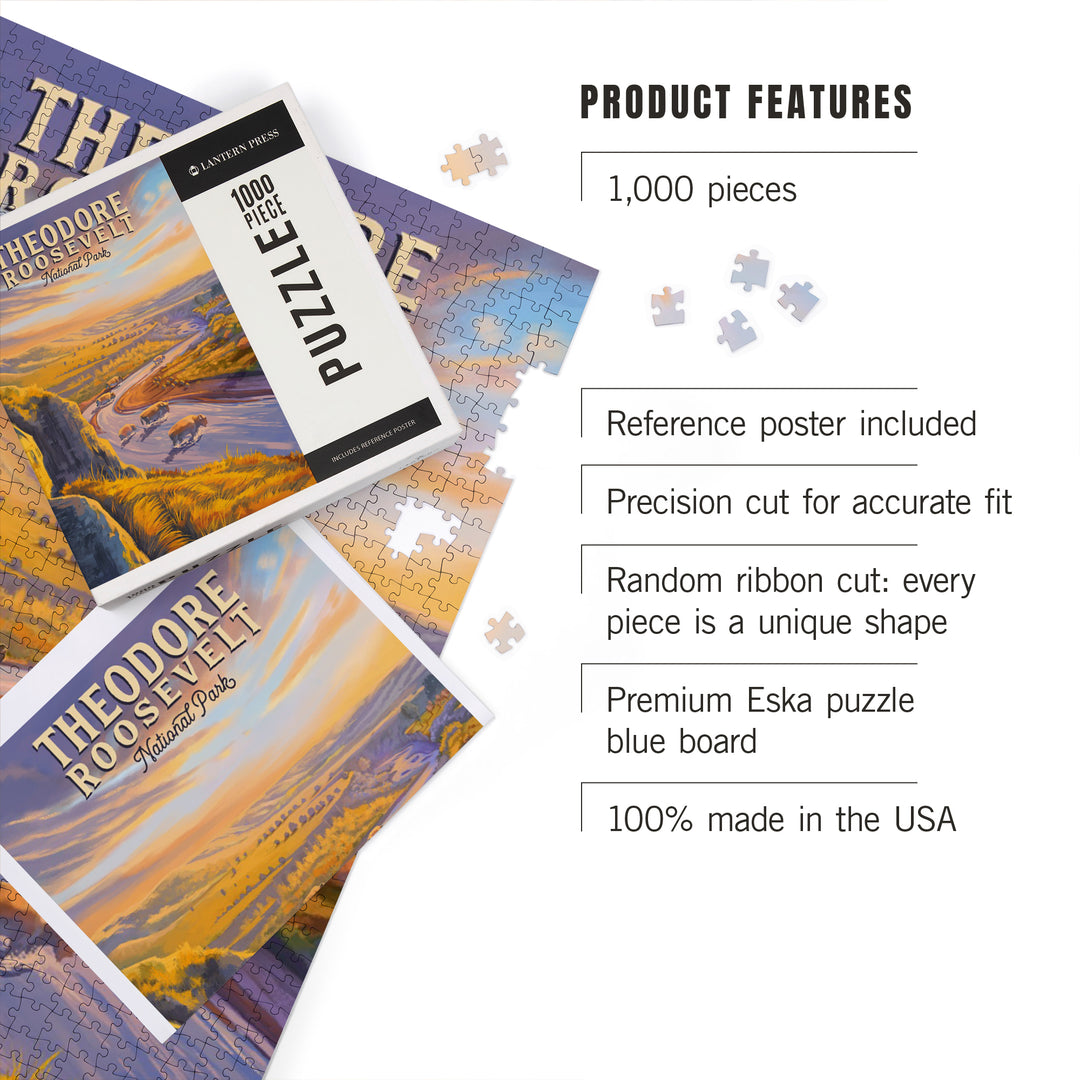 Theodore Roosevelt National Park, North Dakota, Oil Painting, 1000 Piece Jigsaw Puzzle