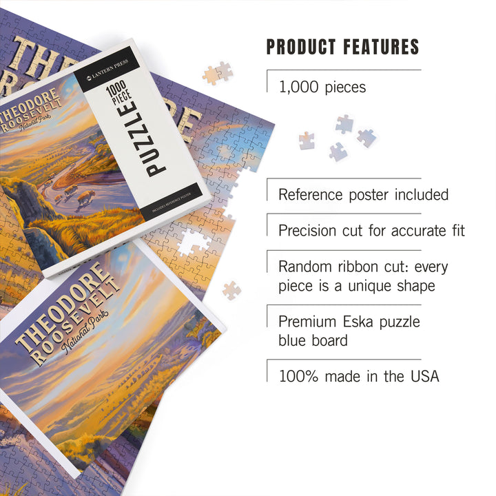 Theodore Roosevelt National Park, North Dakota, Oil Painting, 1000 Piece Jigsaw Puzzle