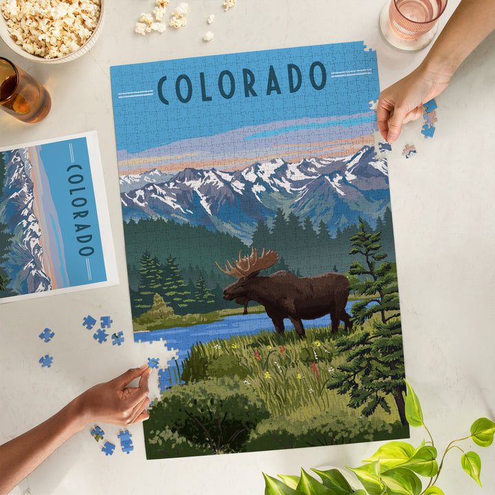 Colorado, Moose, Summer Scene, 1000 Piece Jigsaw Puzzle