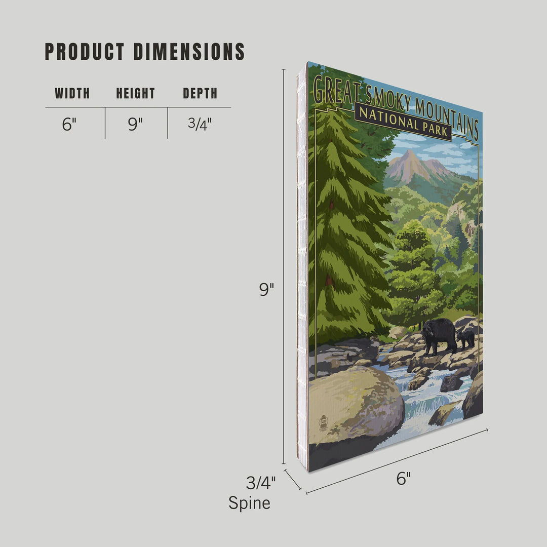 Lined 6x9 Journal, Great Smoky Mountains National Park, Tennessee, Leconte Creek and Bear Family Press, Lay Flat, 193 Pages, FSC paper