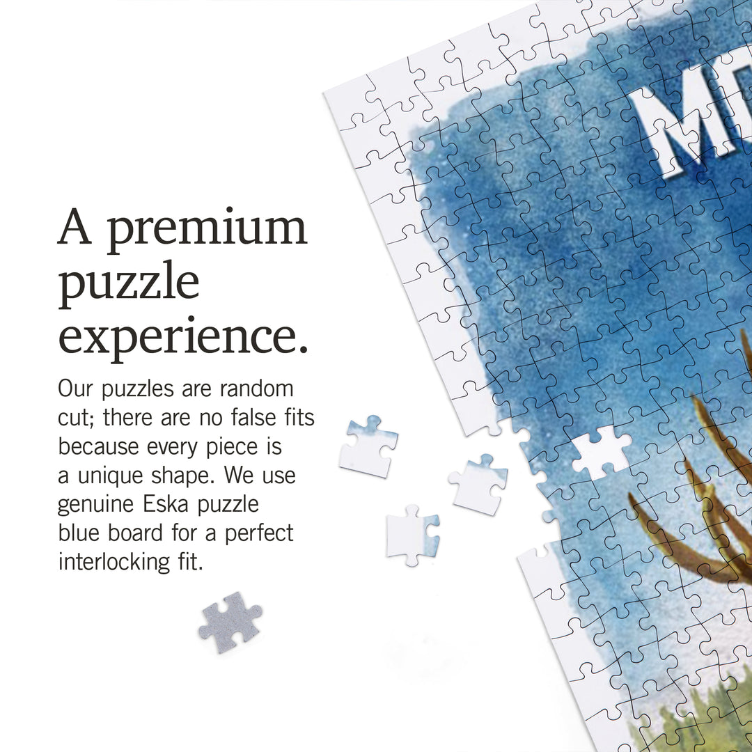 Montana, Watercolor Study, Moose, 1000 Piece Jigsaw Puzzle
