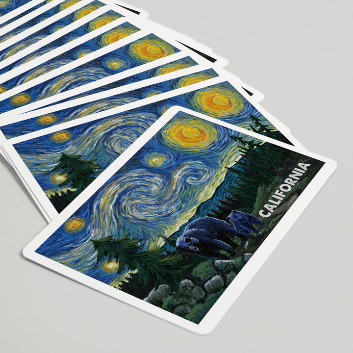 Playing Cards, California, Starry Night, Bear and Cub, 52 Card Deck with Jokers in Box, Unique Art