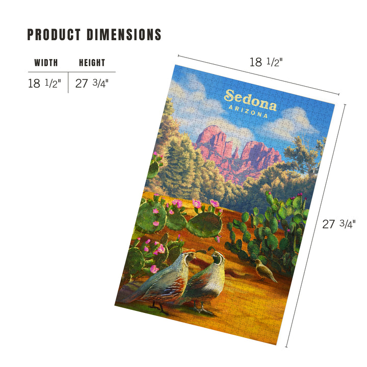 Sedona, Arizona, Oil Painting, Quail with Prickly Pear, 1000 Piece Jigsaw Puzzle