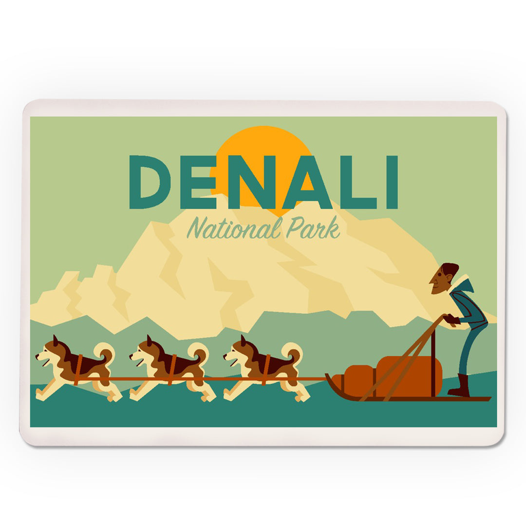 Playing Cards, Denali National Park, Alaska, Sled Dog Team, Geometric, 52 Card Deck with Jokers in Box, Unique Art