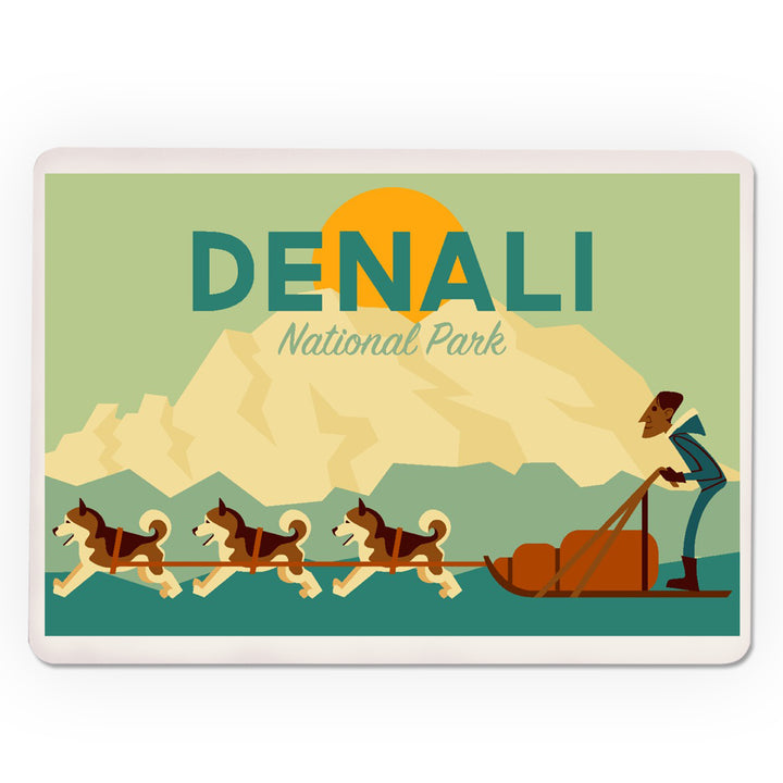 Playing Cards, Denali National Park, Alaska, Sled Dog Team, Geometric, 52 Card Deck with Jokers in Box, Unique Art