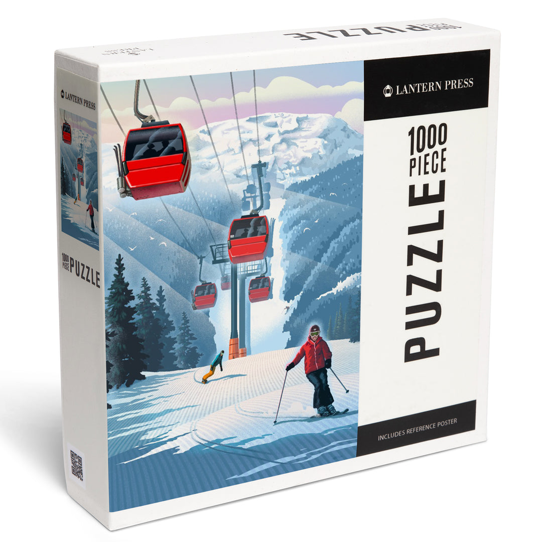 Lithograph, Gondolas, Red, 1000 Piece Jigsaw Puzzle