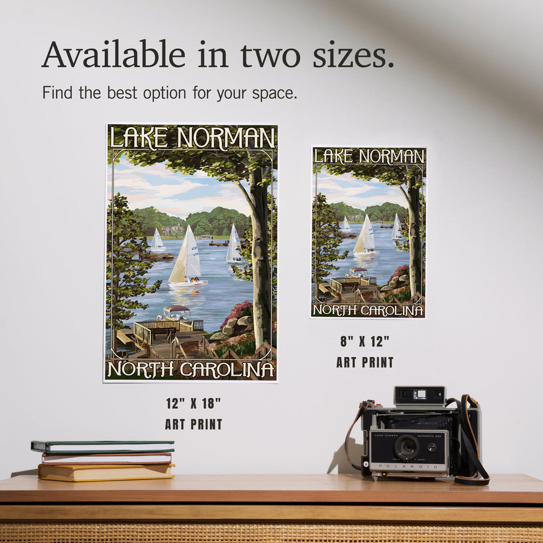Lake Norman, North Carolina, Lake View with Sailboats, Art & Giclee Prints
