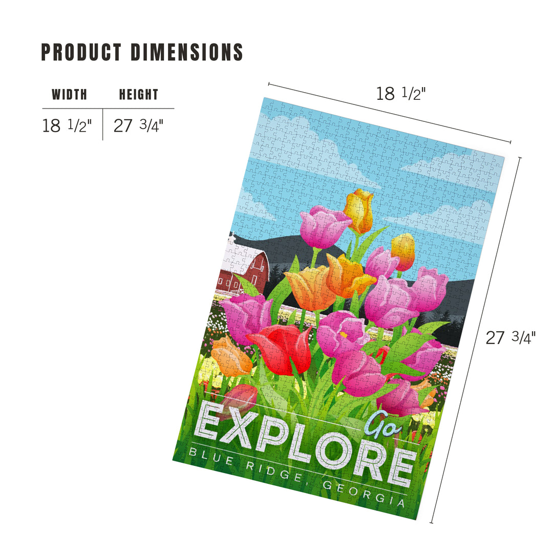 Blue Ridge, Georgia, Go Explore, Tulip Field, 1000 Piece Jigsaw Puzzle