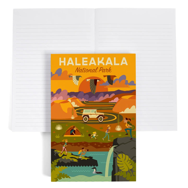 Lined 6x9 Journal, Haleakalā National Park, Hawaii, Geometric National Park Series, Lay Flat, 193 Pages, FSC paper