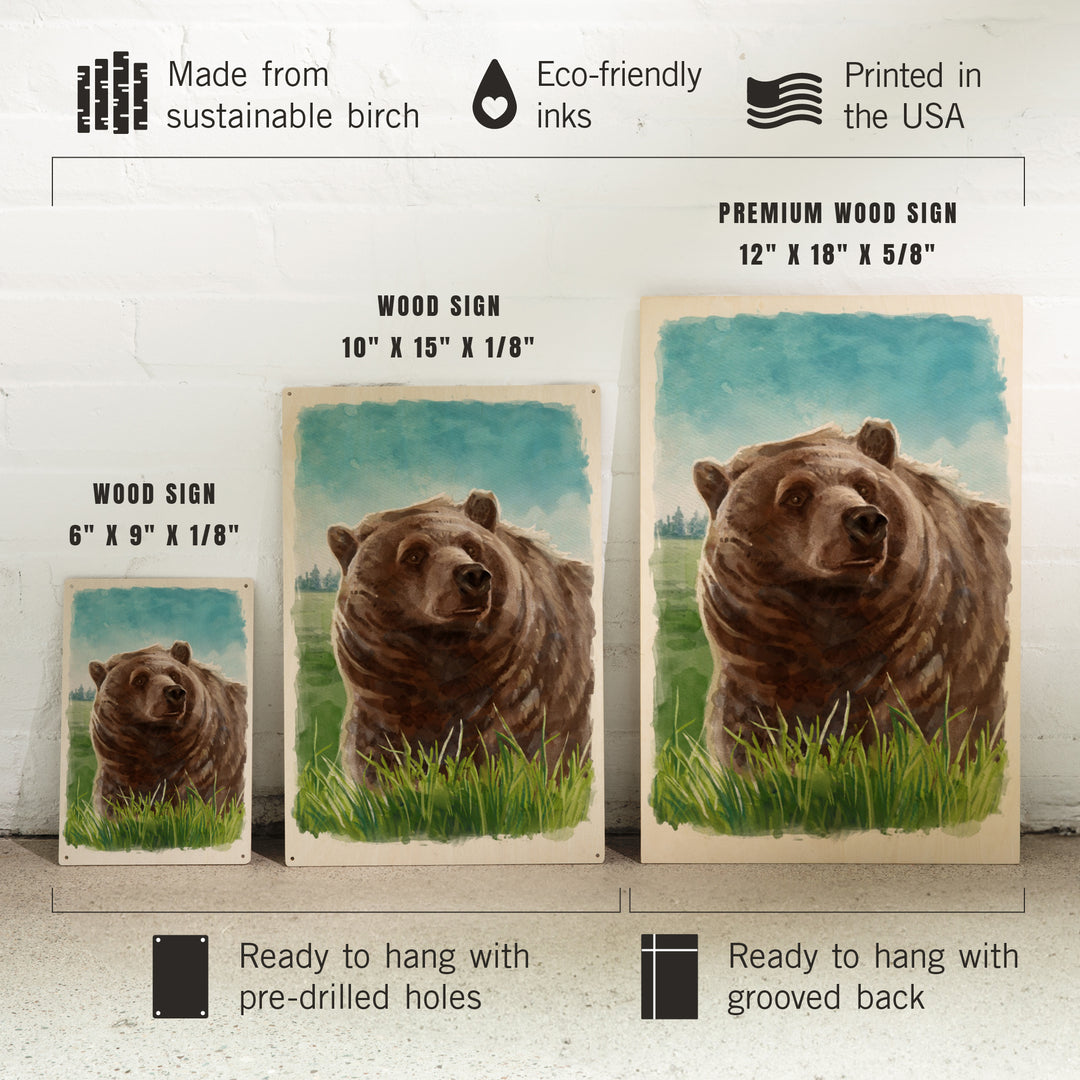 Watercolor Study, Grizzly Bear, Wood Signs and Postcards