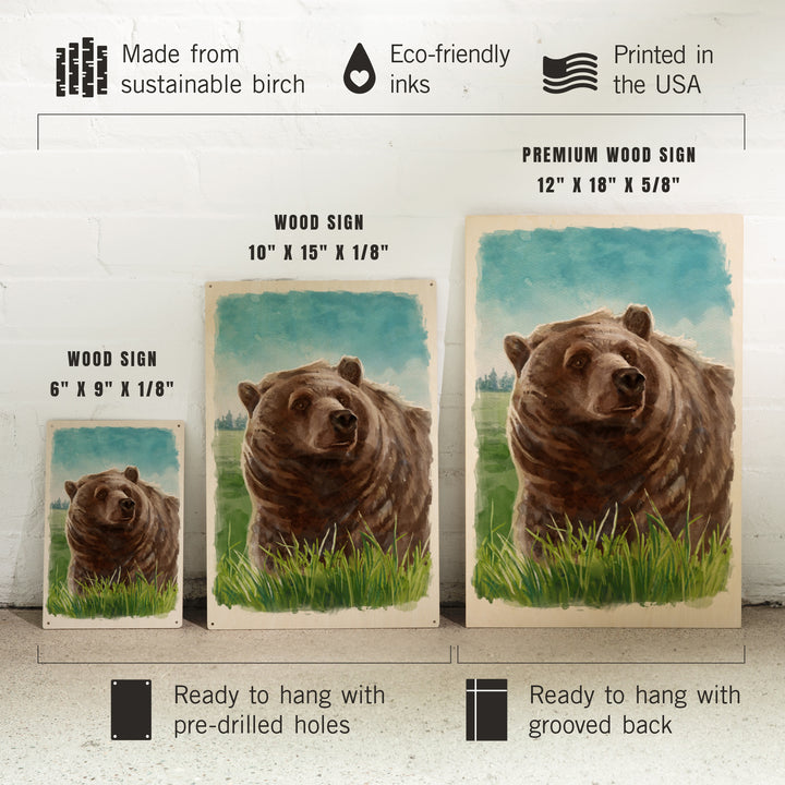 Watercolor Study, Grizzly Bear, Wood Signs and Postcards