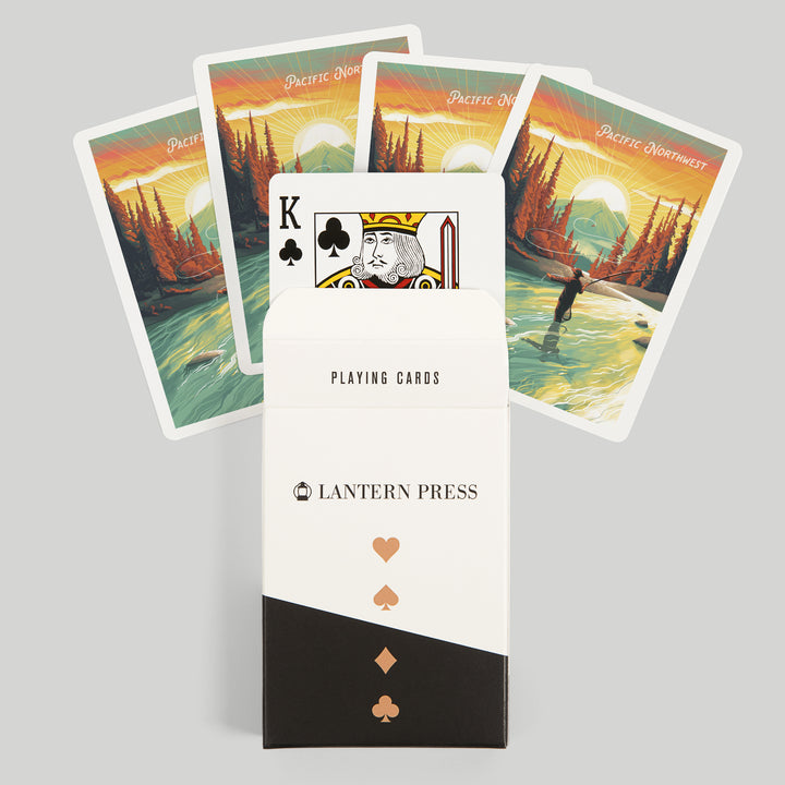 Playing Cards, Pacific Northwest, This is Living, Fishing with Mountain, 52 Card Deck with Jokers in Box, Unique Art