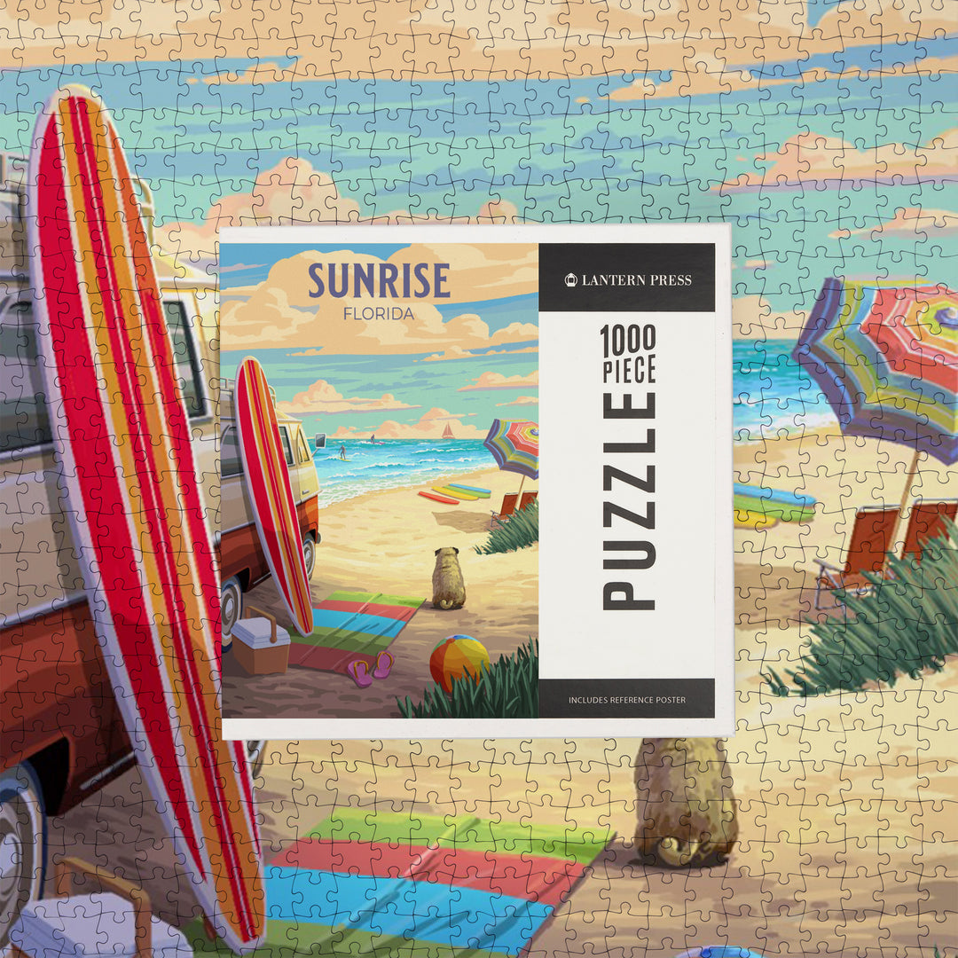 Sunrise, Florida, Beach Activities, Painterly, Jigsaw Puzzle