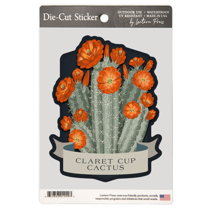 Vintage Flora Noir, Claret Cup Cactus, Vinyl Sticker