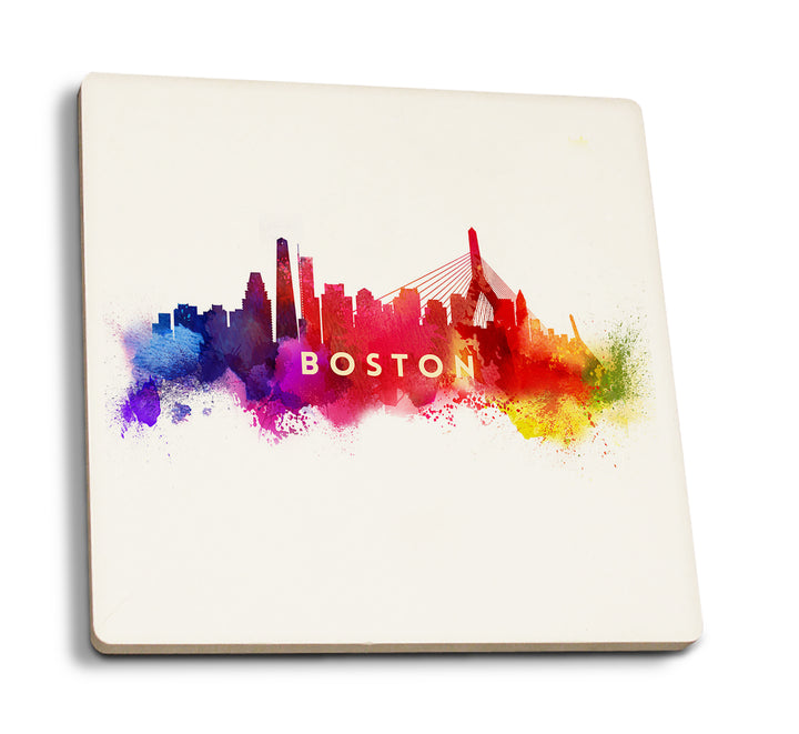Boston, Massachusetts, Skyline Abstract, Coaster Set