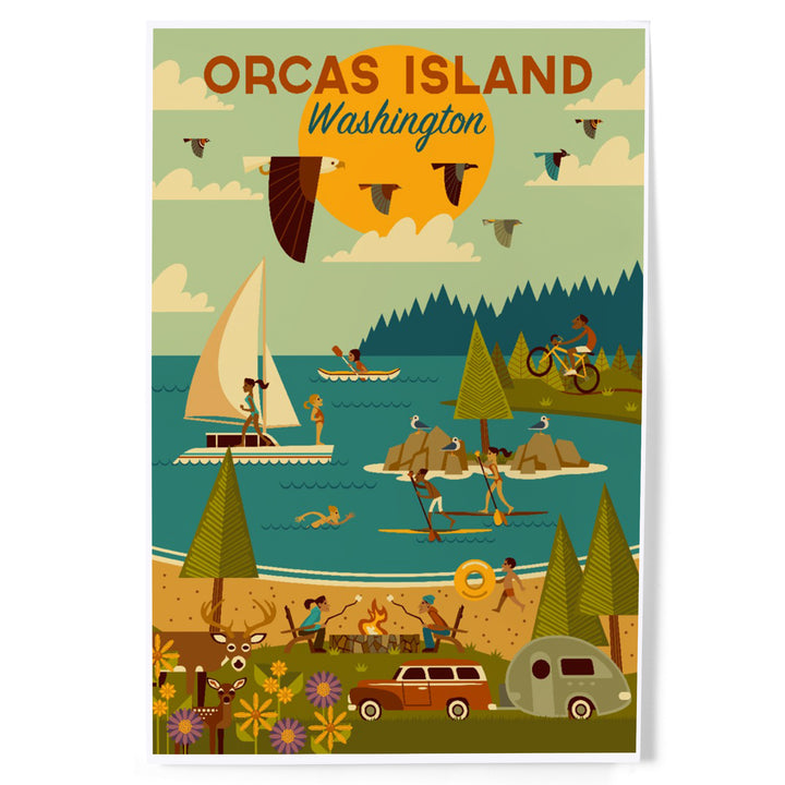 Orcas Island, Washington, Island, Geometric, Art & Giclee Prints