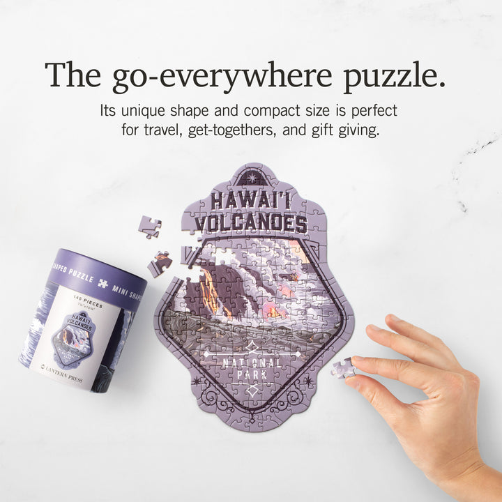 Lantern Press Mini Shaped Adult Jigsaw Puzzle, Protect Our National Parks (Hawaii Volcanoes)