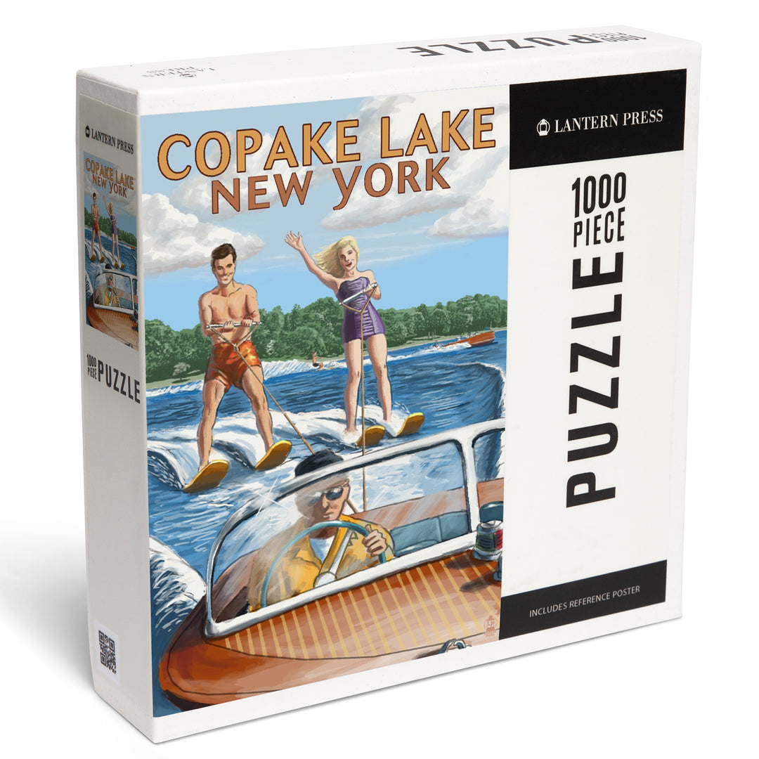 Copake Lake, New York, Painterly, Wake Ski, Jigsaw Puzzle