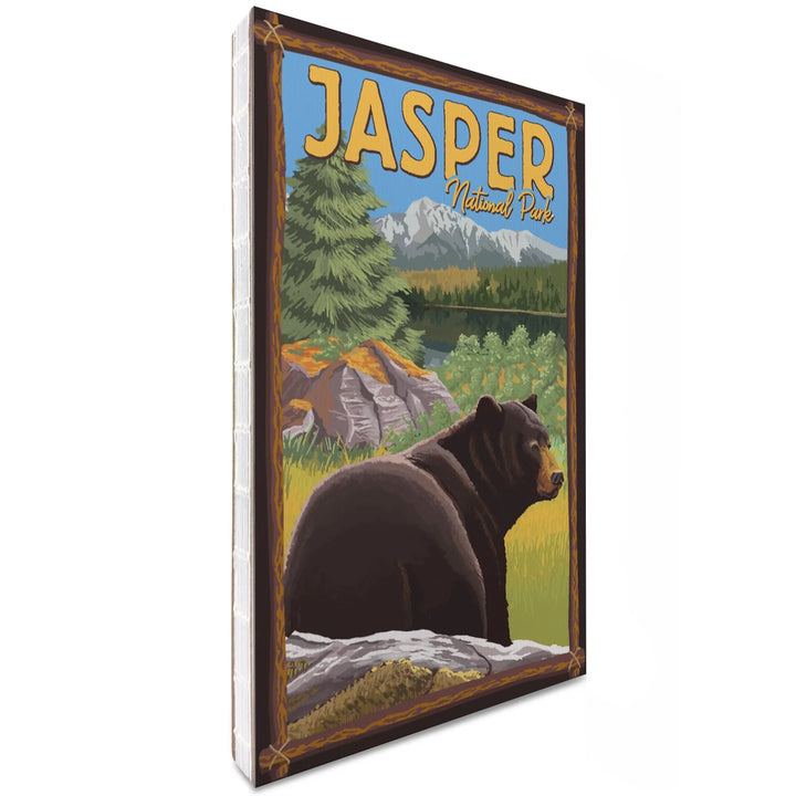 Lined 6x9 Journal, Jasper National Park, Canada, Bear in Forest, Lay Flat, 193 Pages, FSC paper