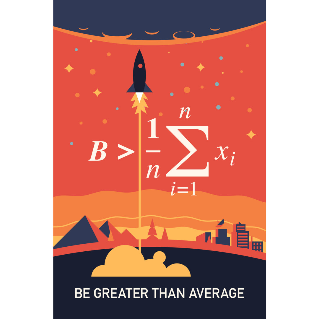 Equations and Emojis Collection, Rocket, Be Greater Than Average, Stretched Canvas