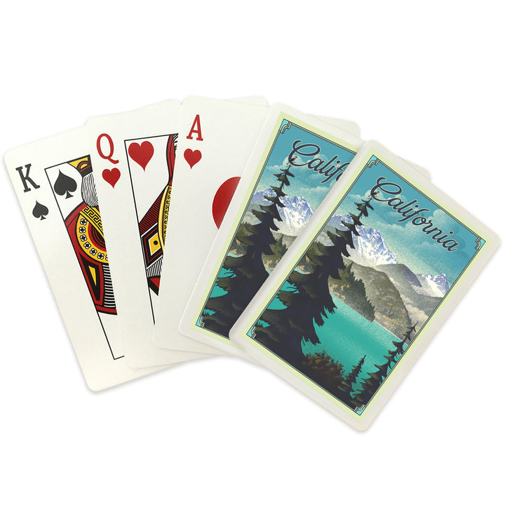 Playing Cards, California, Lake, Lithograph, 52 Card Deck with Jokers in Box, Unique Art