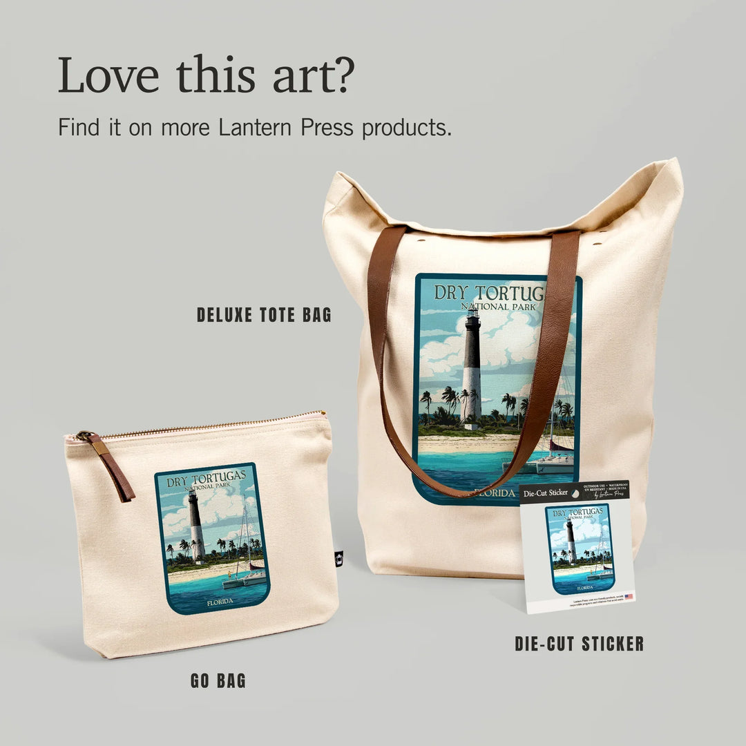 Dry Tortugas National Park, Florida, Lighthouse, Painterly, Organic Cotton Zipper Pouch, Go Bag