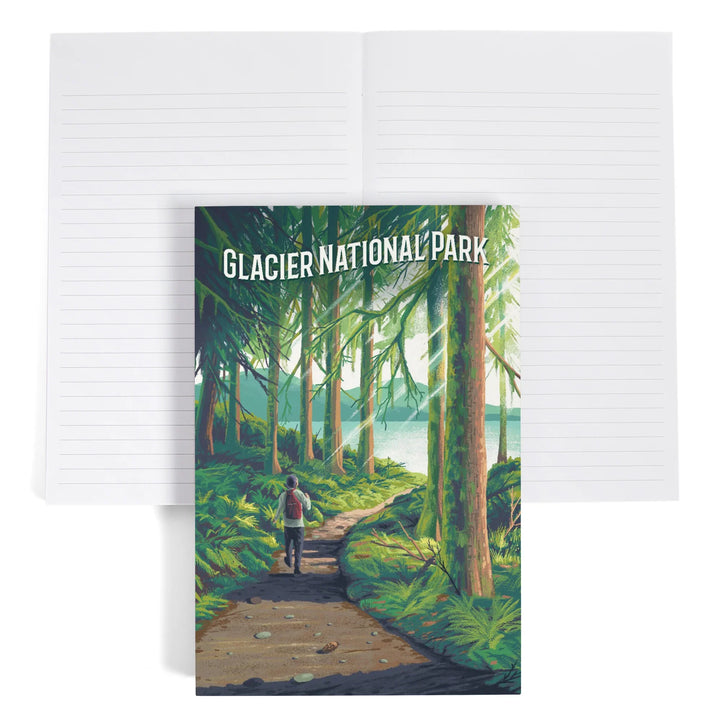Lined 6x9 Journal, Glacier National Park, Montana, Walk in the Woods, Day Hike, Lay Flat, 193 Pages, FSC paper