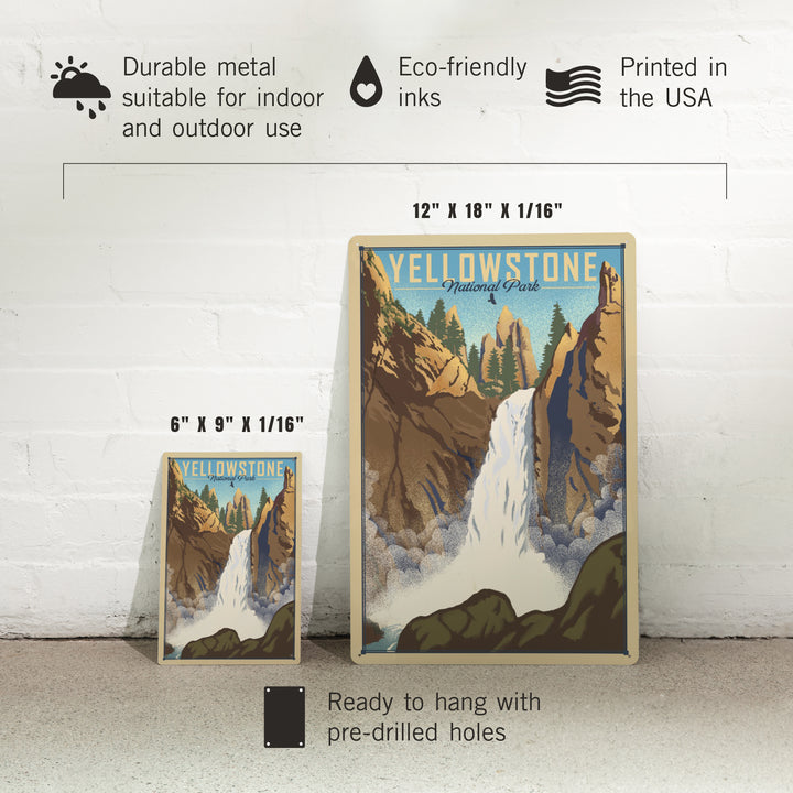Yellowstone National Park, Wyoming, Tower Falls, Lithograph National Park Series, Metal Signs