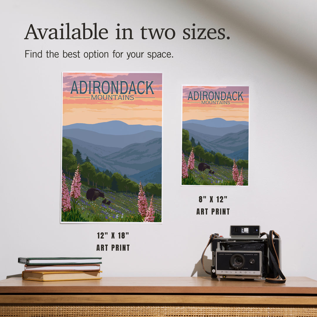 Adirondack Mountains, New York, Bears and Spring Flowers, Art & Giclee Prints