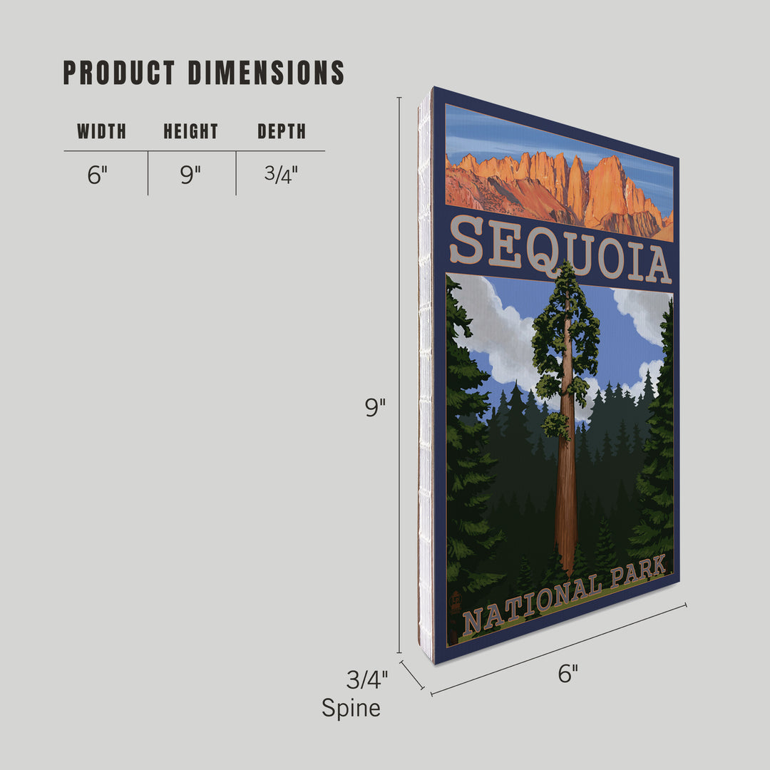 Lined 6x9 Journal, Sequoia National Park, California, Sequoia Tree and Palisades, Lay Flat, 193 Pages, FSC paper