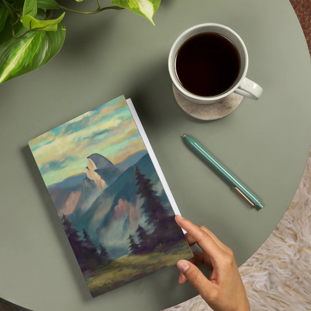 Lined 6x9 Journal, Yosemite National Park, California, Half Dome, Oil Painting, Lay Flat, 193 Pages, FSC paper