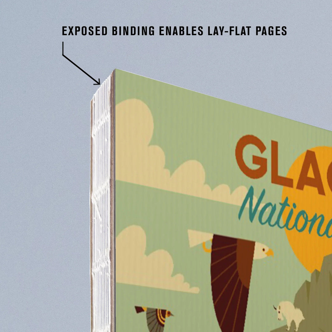 Lined 6x9 Journal, Glacier National Park, Montana, Geometric National Park Series, Lay Flat, 193 Pages, FSC paper