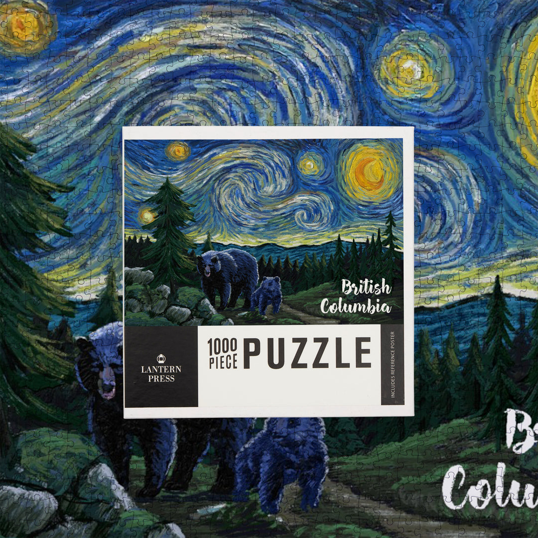 British Columbia, Starry Night, Bear and Cub, Jigsaw Puzzle