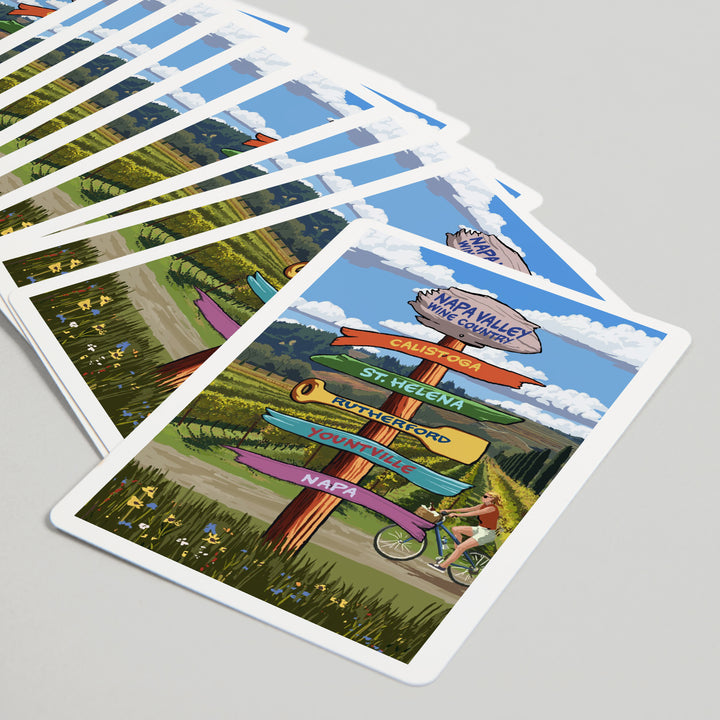 Playing Cards, Napa Valley Wine Country, California, Destination Sign, 52 Card Deck with Jokers in Box, Unique Art