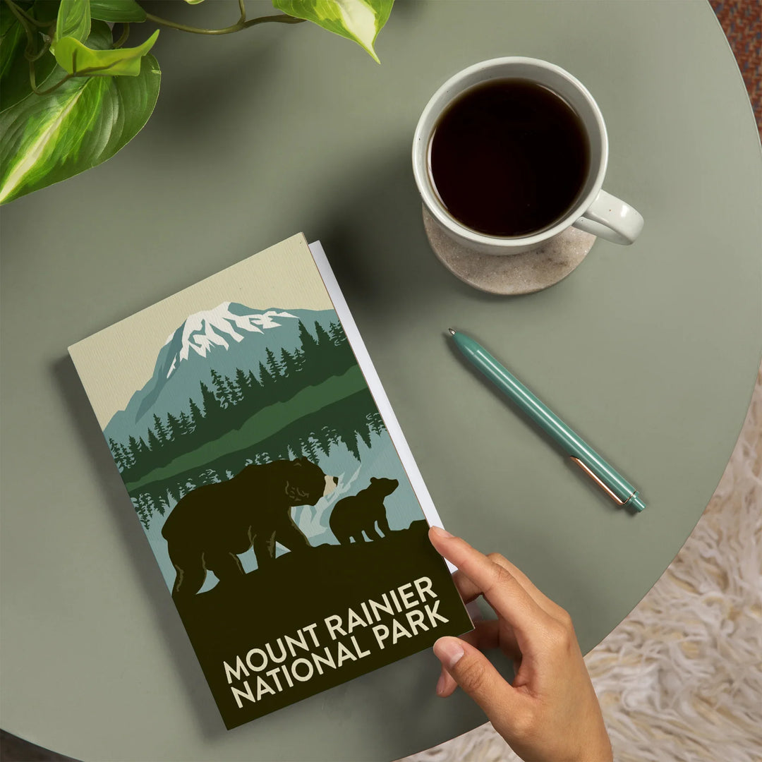Lined 6x9 Journal, Mount Rainier National Park, Washington, Bears, Lay Flat, 193 Pages, FSC paper