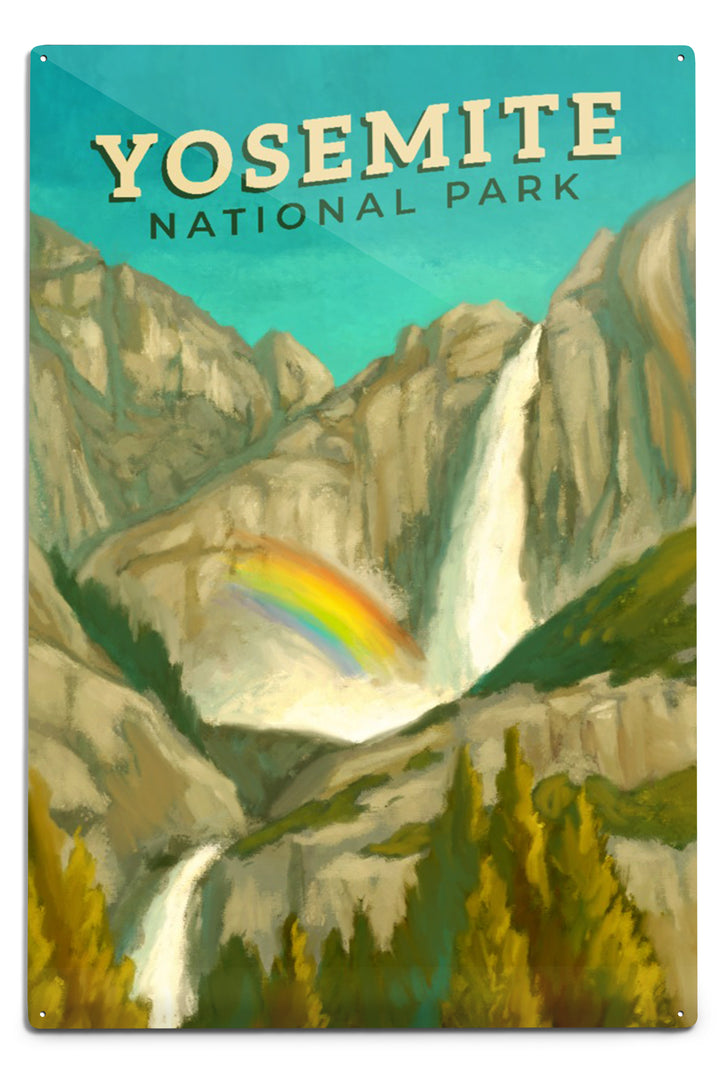 Yosemite National Park, California, Yosemite Falls, Oil Painting, Metal Signs