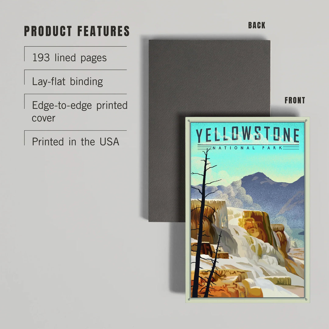 Lined 6x9 Journal, Yellowstone National Park, Mammoth Hot Springs, Lithograph National Park Series, Lay Flat, 193 Pages, FSC paper
