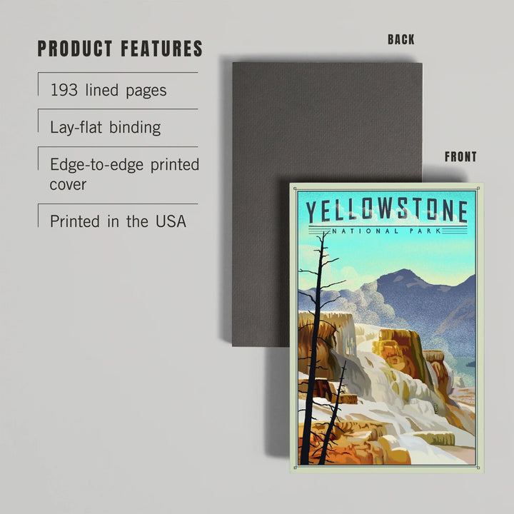Lined 6x9 Journal, Yellowstone National Park, Mammoth Hot Springs, Lithograph National Park Series, Lay Flat, 193 Pages, FSC paper