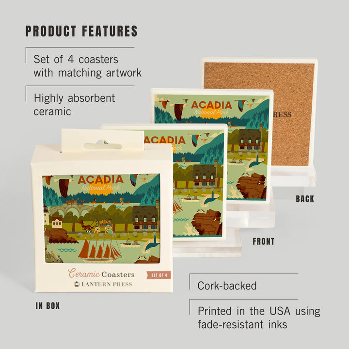 Acadia National Park, Maine, Geometric National Park Series, Coasters