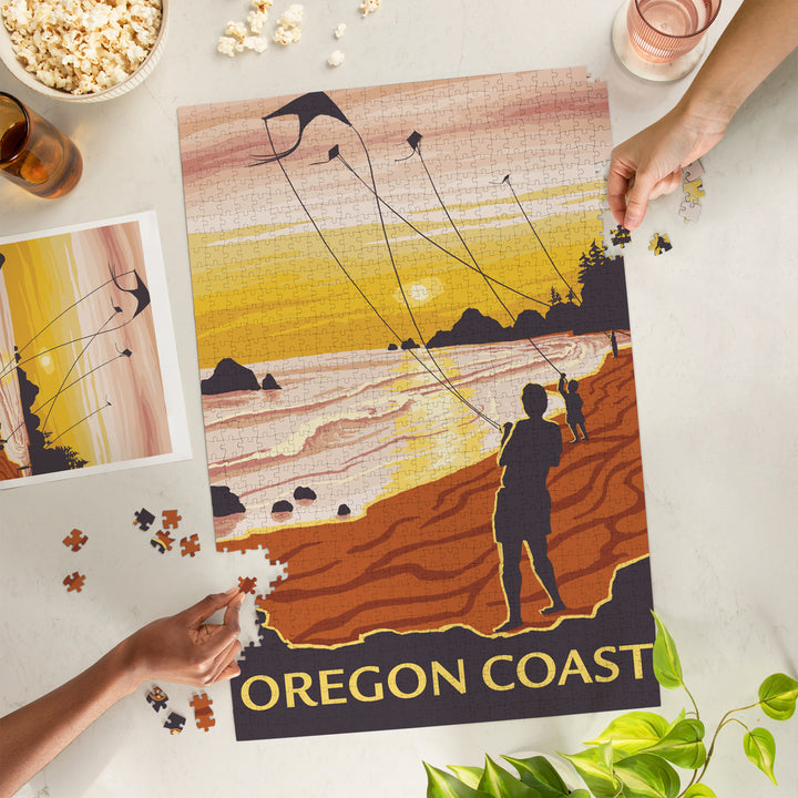 Beach and Kites, Oregon Coast, Jigsaw Puzzle Puzzle Lantern Press 