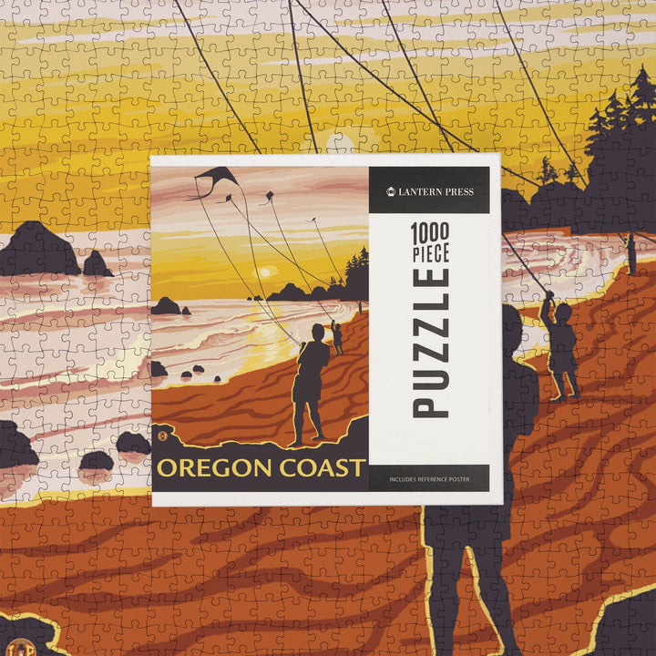 Beach and Kites, Oregon Coast, Jigsaw Puzzle Puzzle Lantern Press 