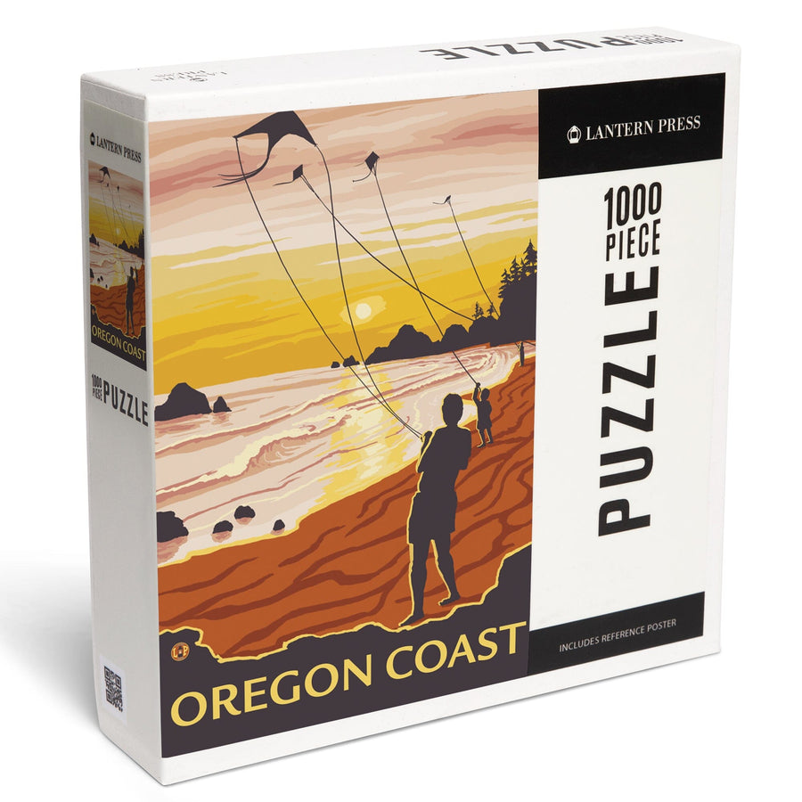 Beach and Kites, Oregon Coast, Jigsaw Puzzle Puzzle Lantern Press 