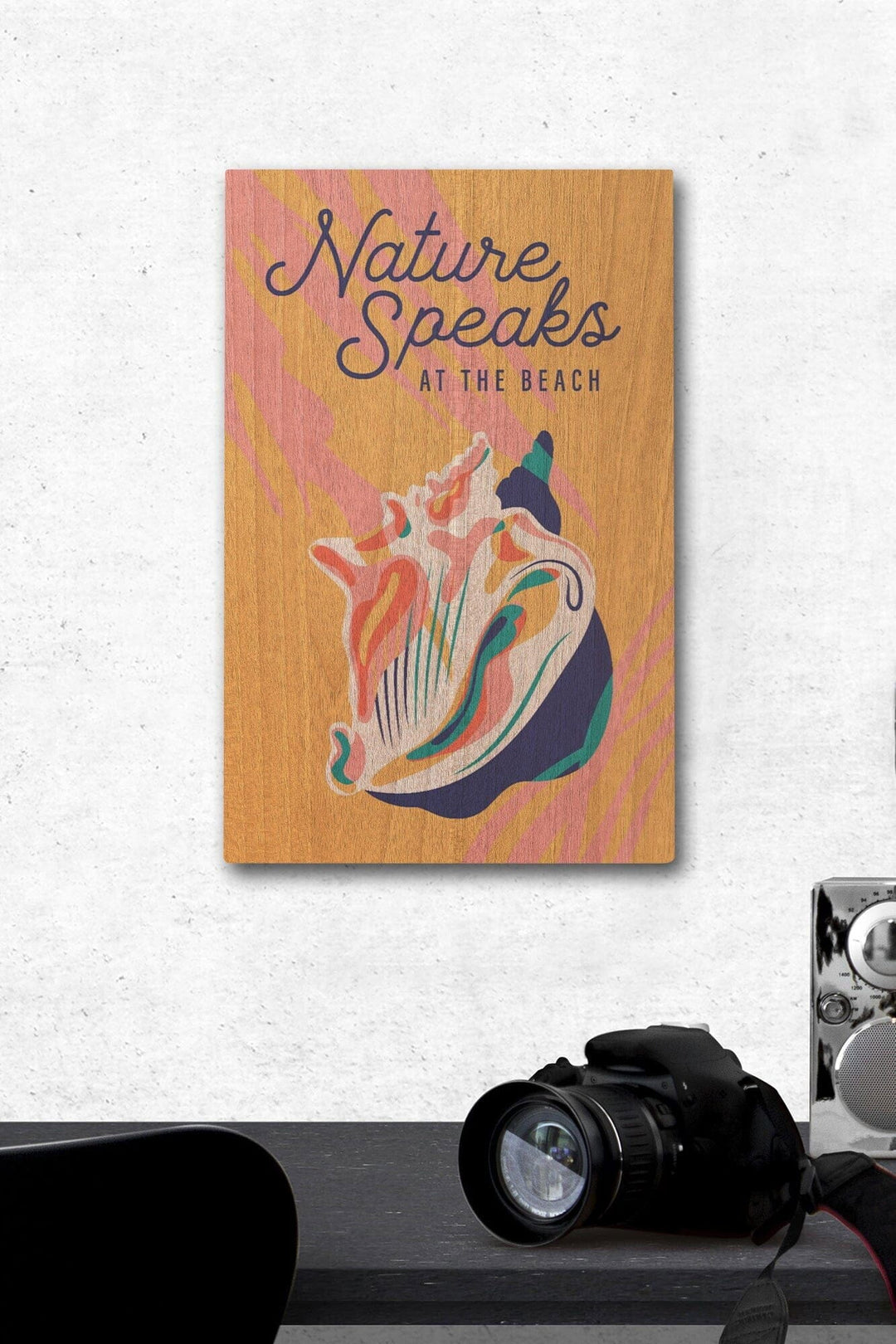 Beach Bliss Collection, Beach Shell, Nature Speaks at the Beach, Wood Signs and Postcards Wood Lantern Press 12 x 18 Wood Gallery Print 