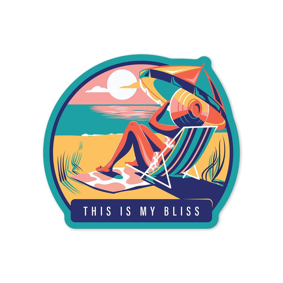 Beach Bliss Collection, Woman At The Beach, Contour, Vinyl Sticker Sticker Lantern Press 