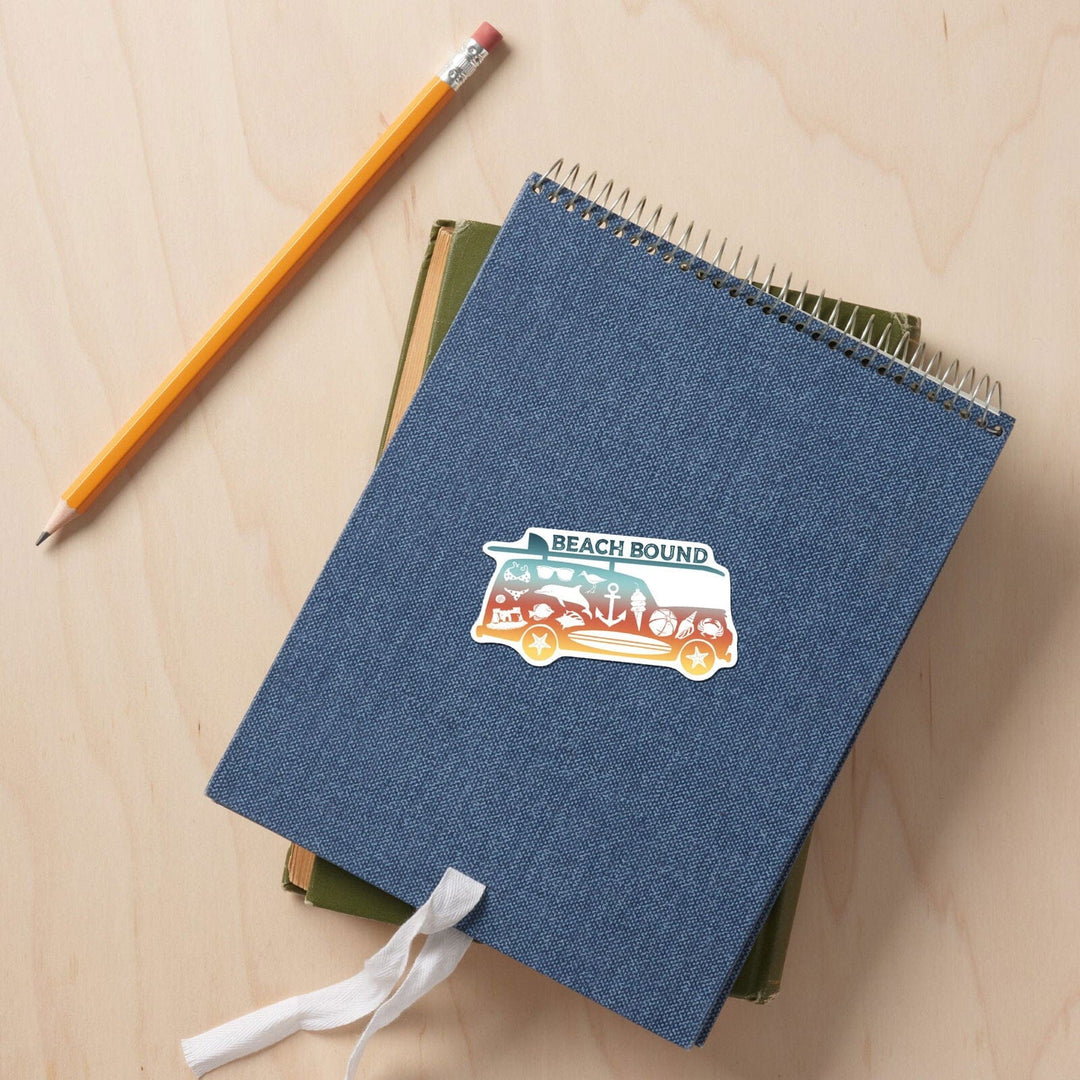 Beach Bound, Contour, Vinyl Sticker Sticker Lantern Press 