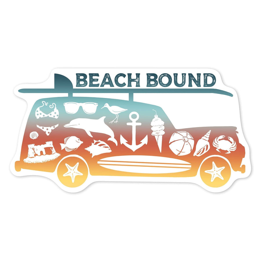 Beach Bound, Contour, Vinyl Sticker Sticker Lantern Press 