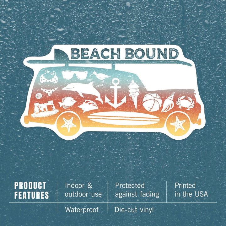 Beach Bound, Contour, Vinyl Sticker Sticker Lantern Press 