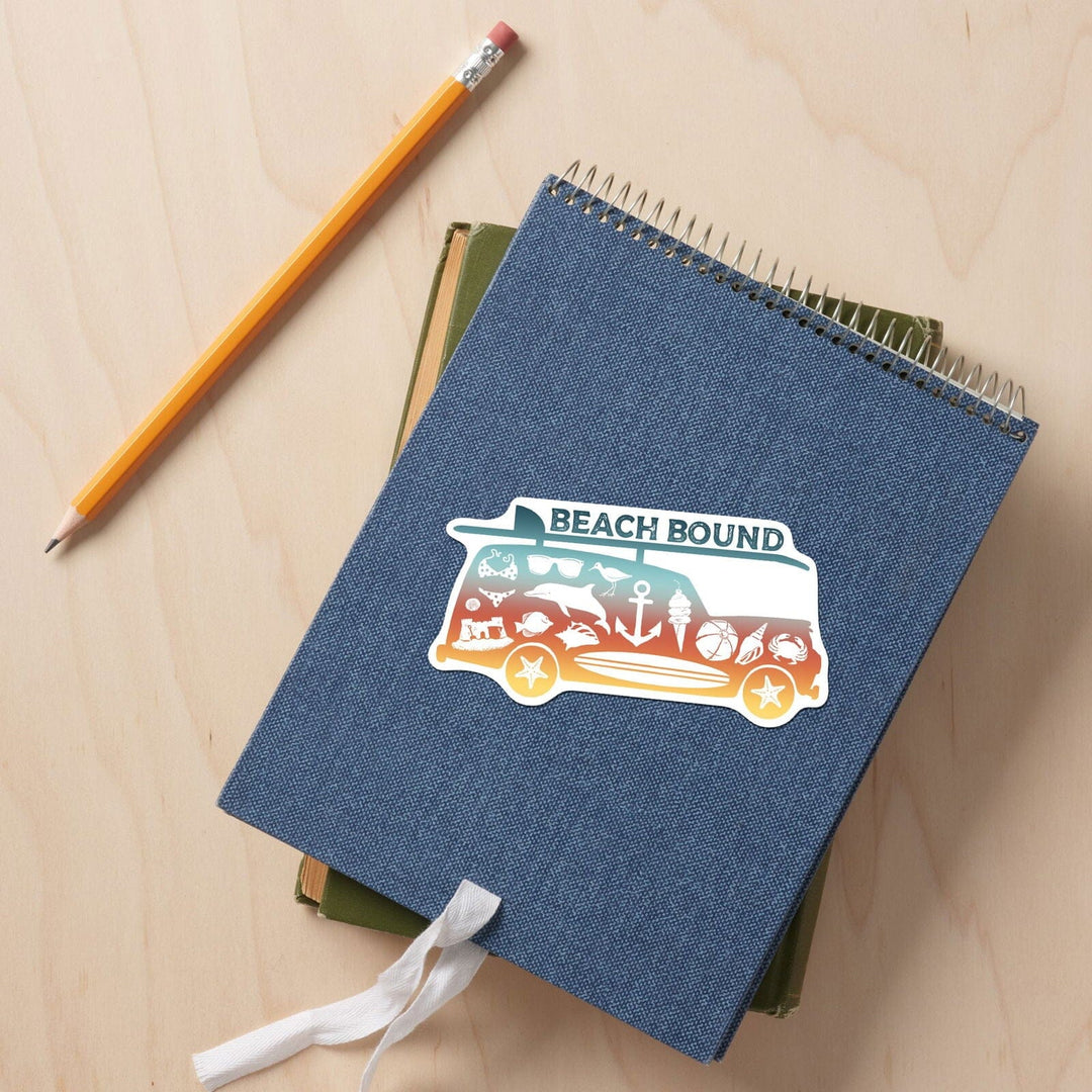 Beach Bound, Contour, Vinyl Sticker Sticker Lantern Press 