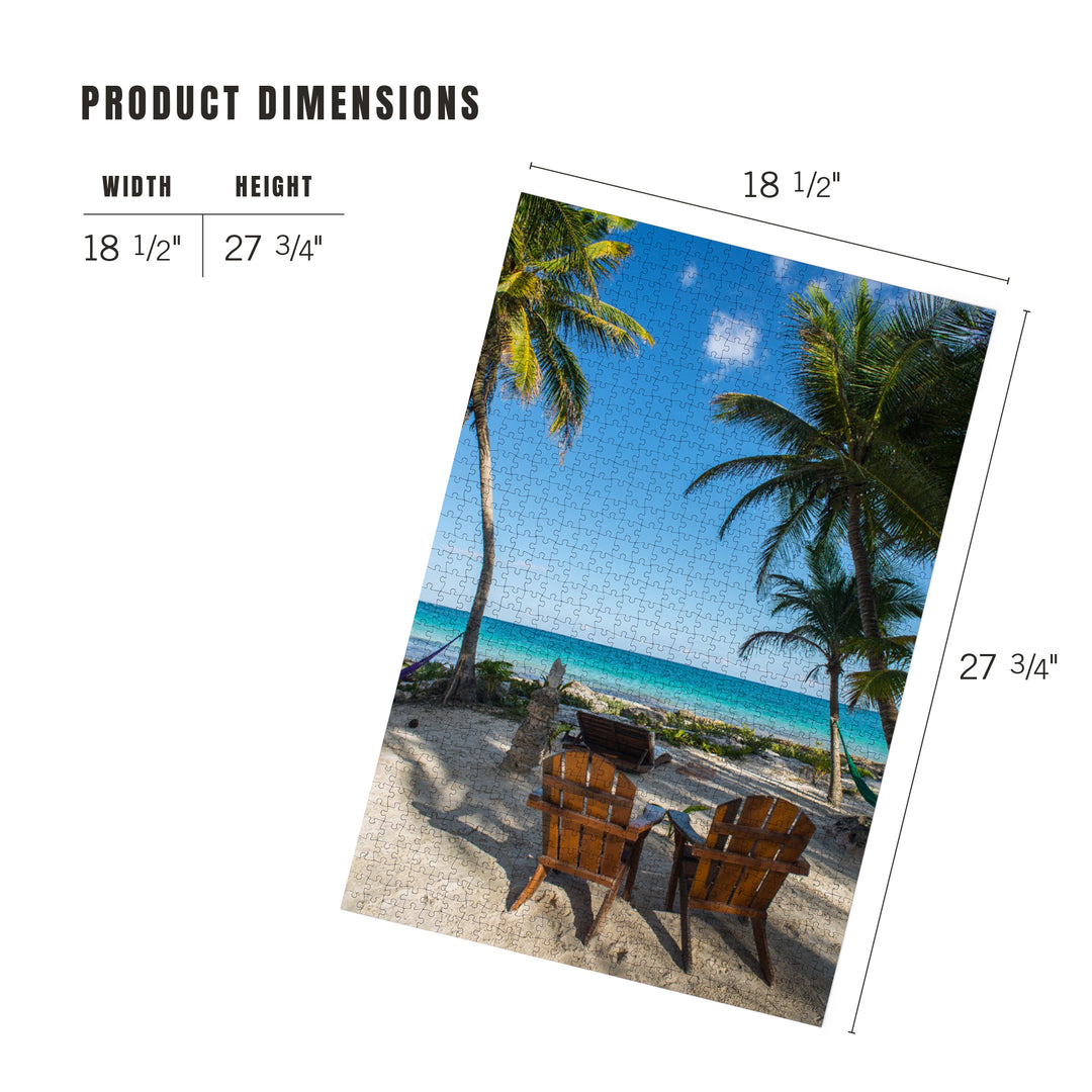 Beach Chairs and Palms, Jigsaw Puzzle Puzzle Lantern Press 