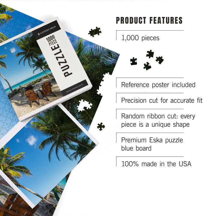 Beach Chairs and Palms, Jigsaw Puzzle Puzzle Lantern Press 